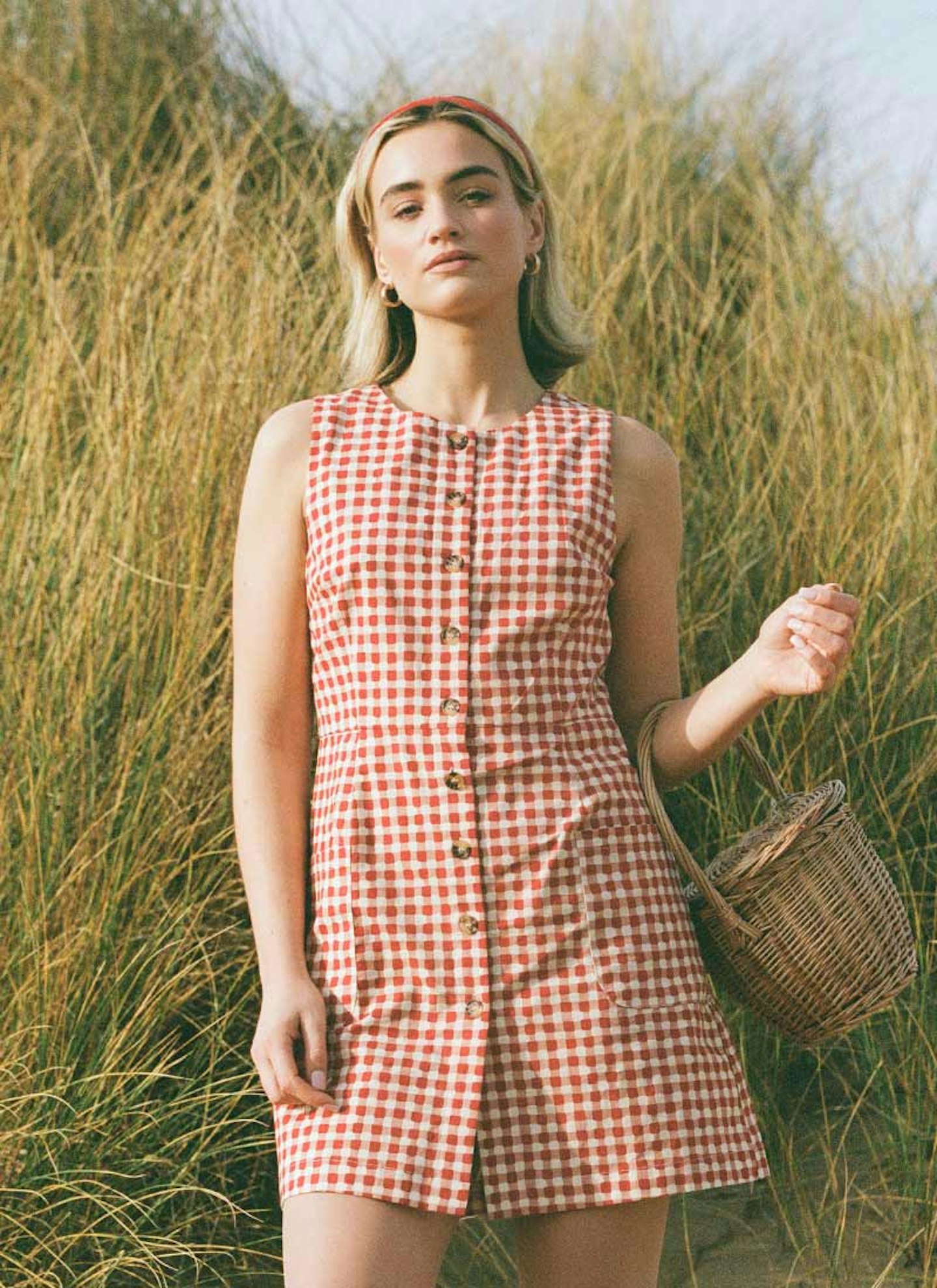 Joanie, Ashley Gingham Boat Neck Mini Dress