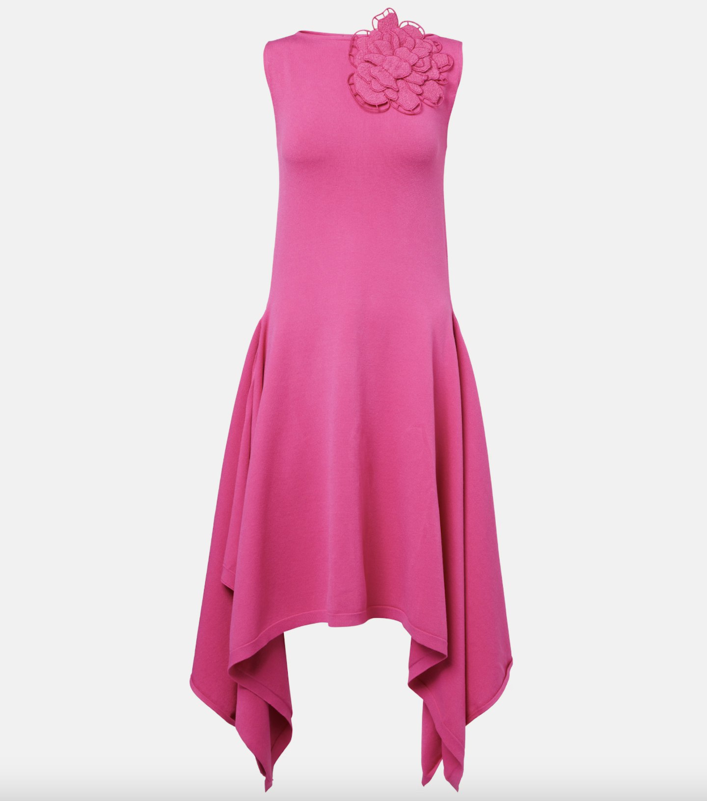Oscar De La Renta Floral-Appliqué Asymmetric Cocktail Dress