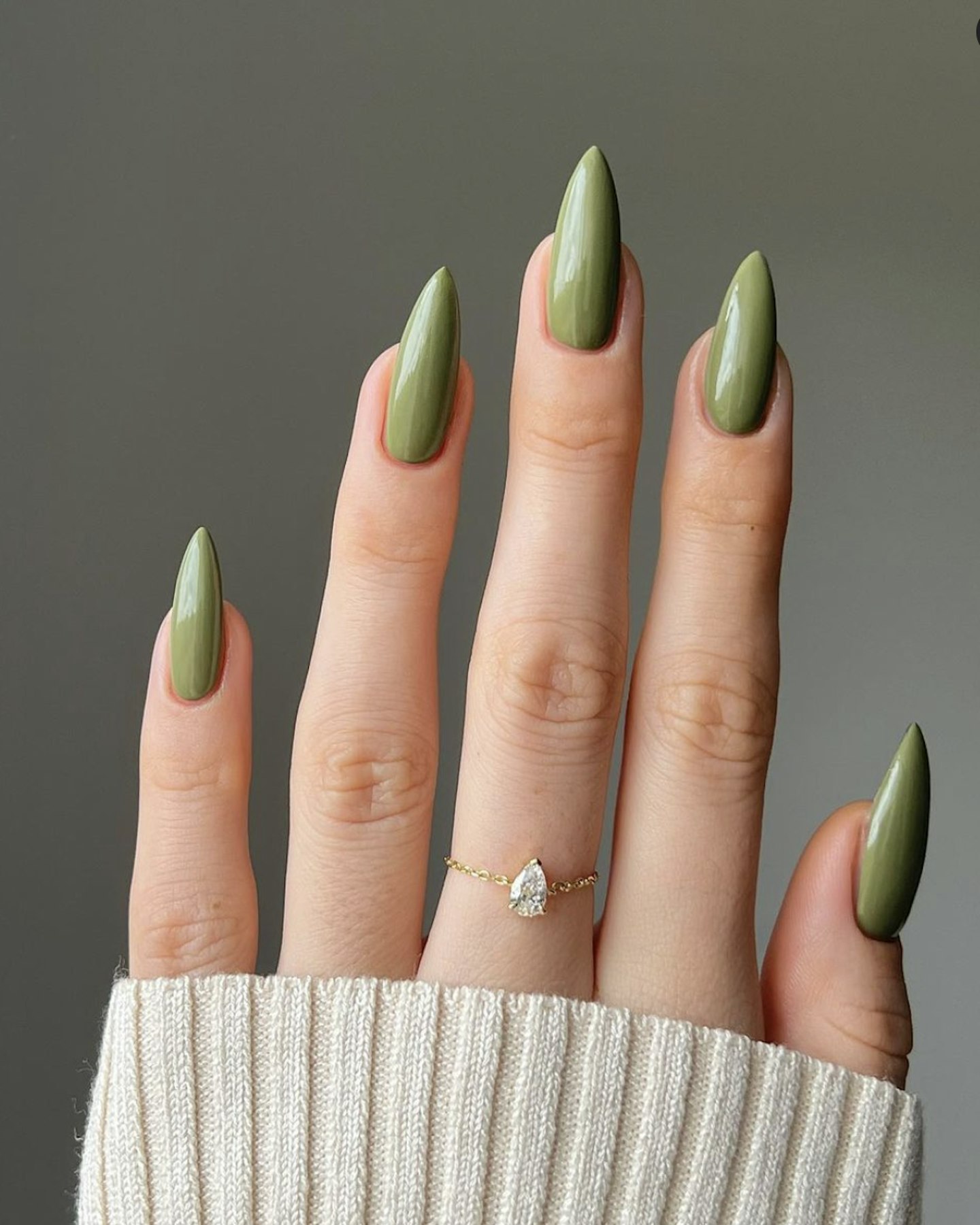 Olive Green Acrylic Nails